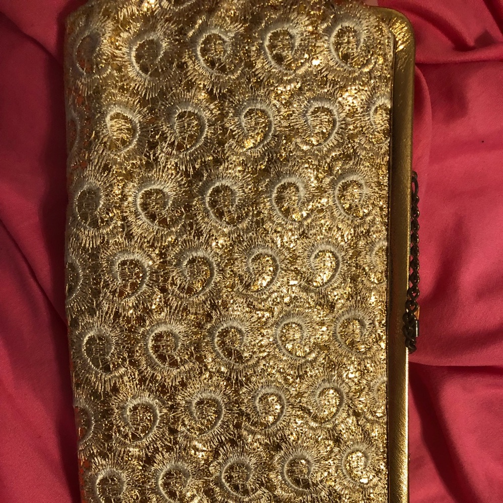 Gold patterned crossbody purse